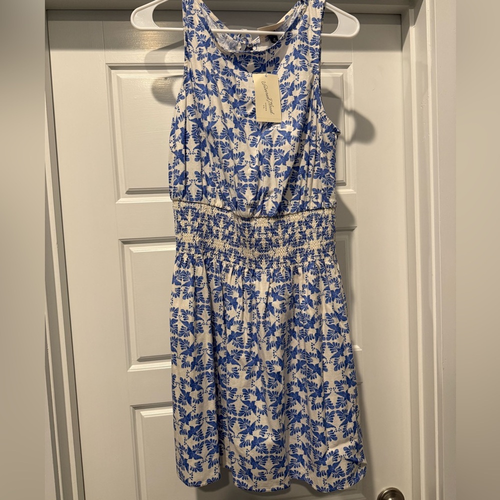 Universal Thread Blue and Cream Floral Midi Dress